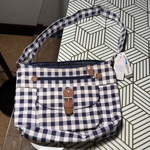 Time and Tru Blue and White Checkered Shoulder Bag